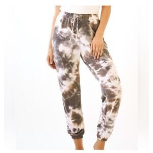 Mystree Women’s Sz L Brown Gray Tie Dye Lightweight Jogger Set Long Sleeve Top